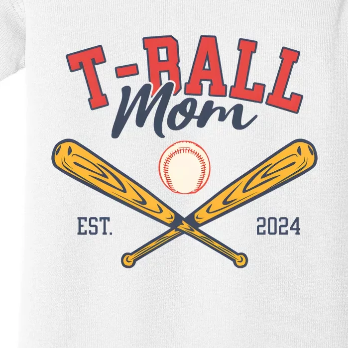 T Ball Mom Est 2024 Baseball Lover Team Baby Bodysuit