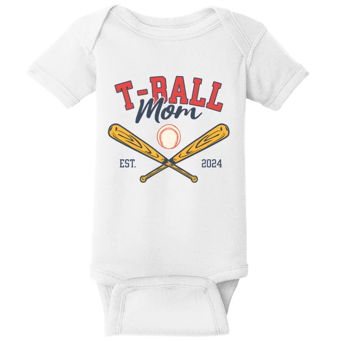 T Ball Mom Est 2024 Baseball Lover Team Baby Bodysuit