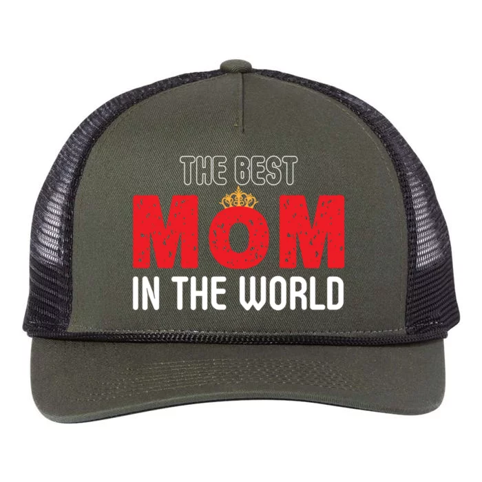 The Best Mom In The World Loving Mom Gift Retro Rope Trucker Hat Cap