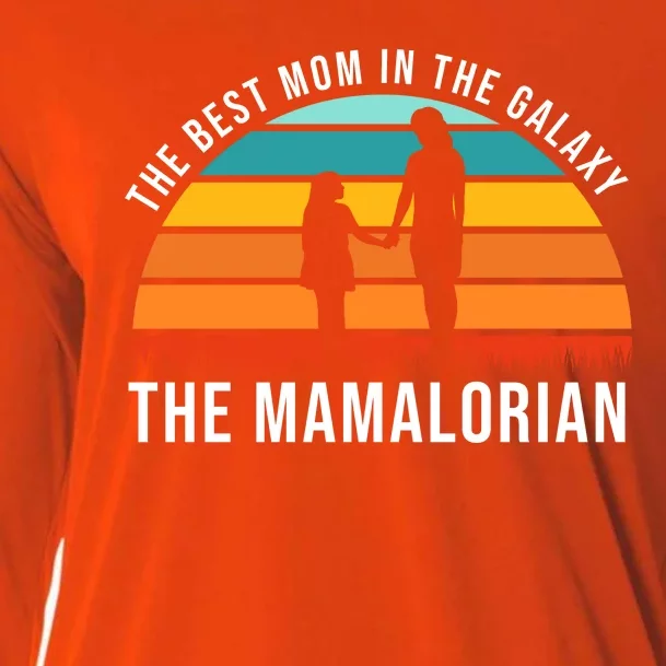 The Best Mom In The Galaxy The Mamalorian Retro Sunset Cooling Performance Long Sleeve Crew