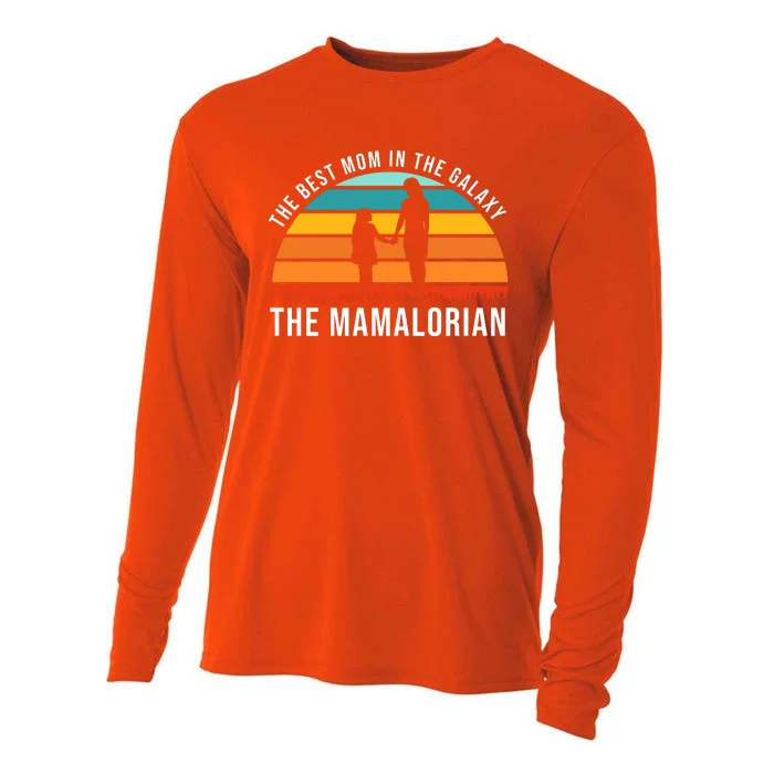 The Best Mom In The Galaxy The Mamalorian Retro Sunset Cooling Performance Long Sleeve Crew