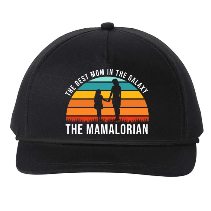 The Best Mom In The Galaxy The Mamalorian Retro Sunset Snapback Five-Panel Rope Hat