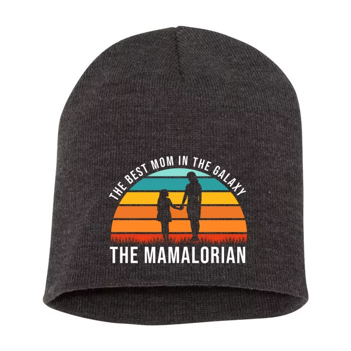 The Best Mom In The Galaxy The Mamalorian Retro Sunset Short Acrylic Beanie