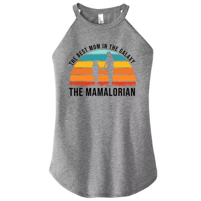 The Best Mom In The Galaxy The Mamalorian Retro Sunset Women’s Perfect Tri Rocker Tank