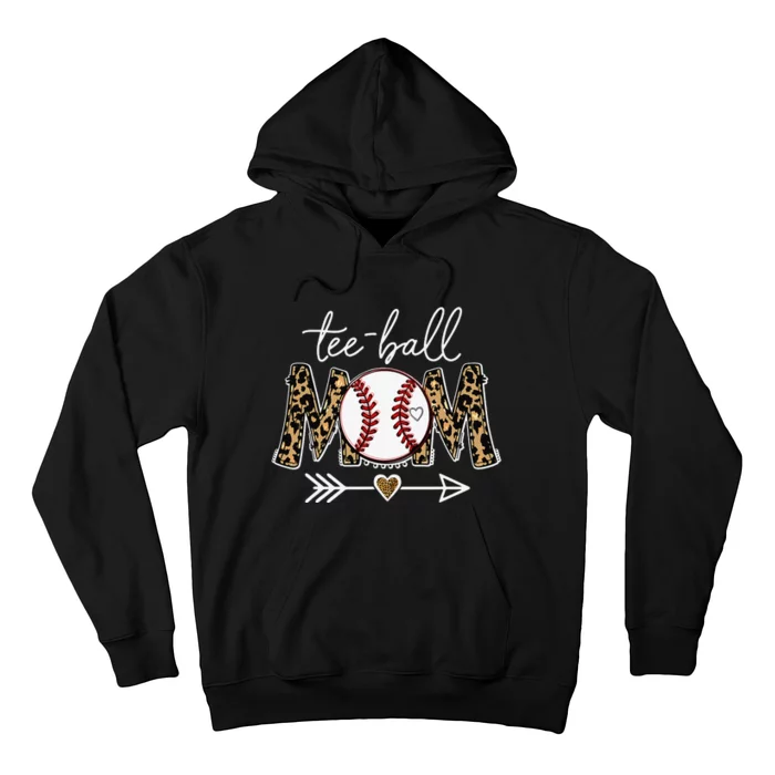 Tee Ball Mom Leopard Funny Tball Mom Baseball Mother's Day Hoodie