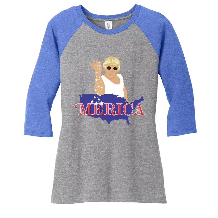 Trump Bae Merica Gift Women's Tri-Blend 3/4-Sleeve Raglan Shirt