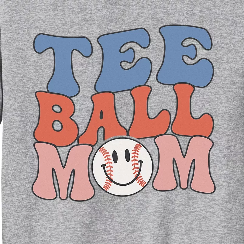 Tee Ball Mom Groovy TBall Mama Mothers Day Baseball Tall Sweatshirt