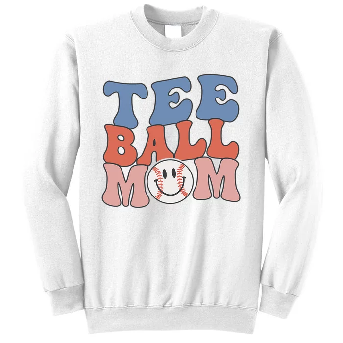 Tee Ball Mom Groovy TBall Mama Mothers Day Baseball Sweatshirt