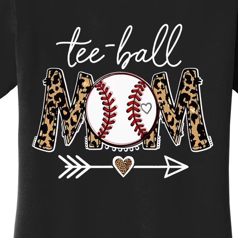 Tee Ball Mom Leopard Tball Mom Baseball Mother's Day Women's T-Shirt