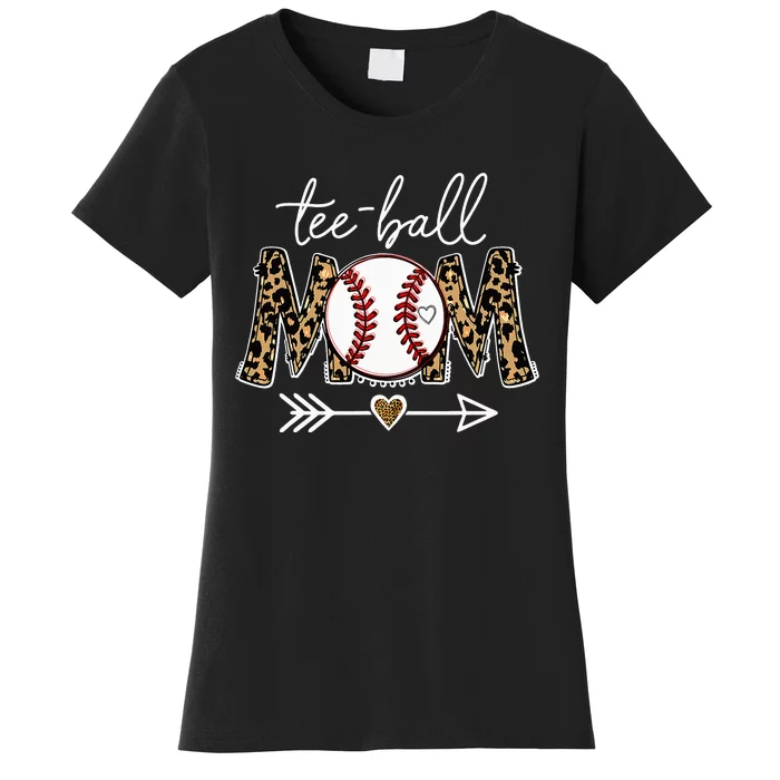 Tee Ball Mom Leopard Tball Mom Baseball Mother's Day Women's T-Shirt