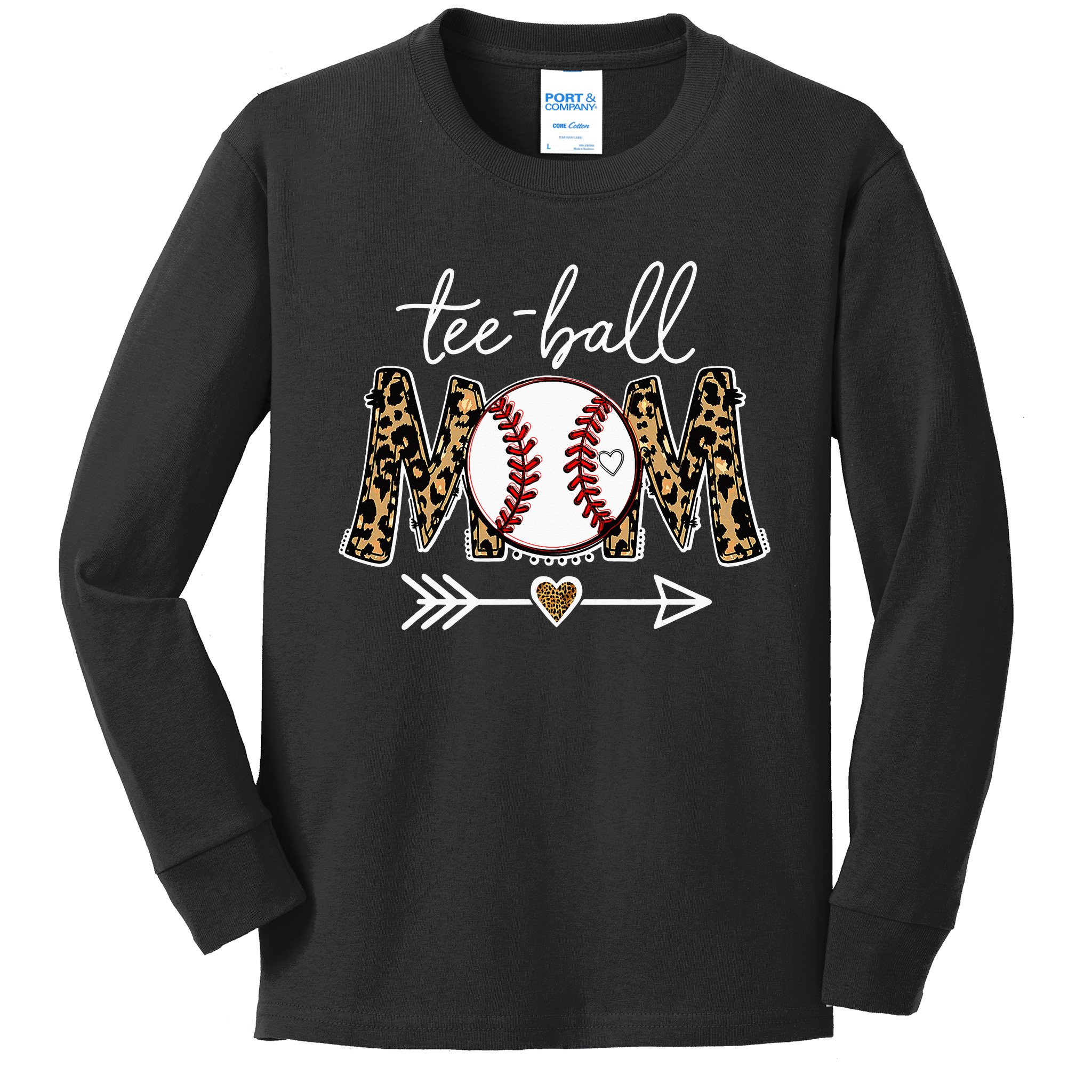 Tball Mom Baseball Mom Leopard Mother's Day Kids T-Shirt