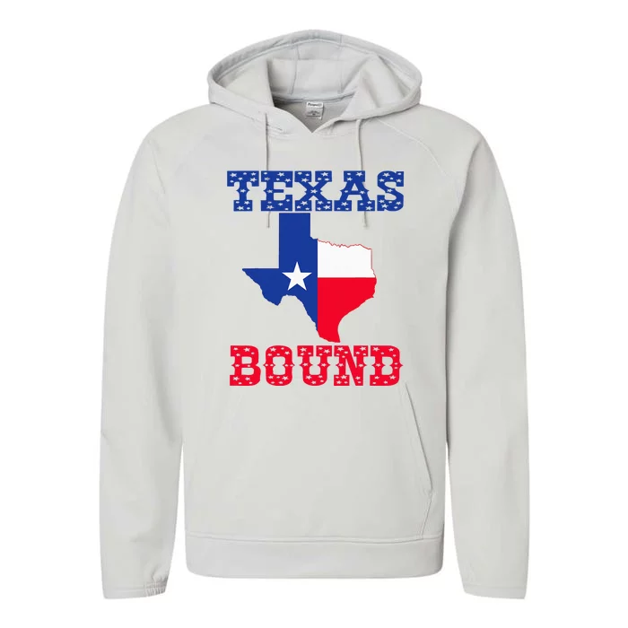 Texas Bound moving to texas texas bound with texas map Performance Fleece Hoodie