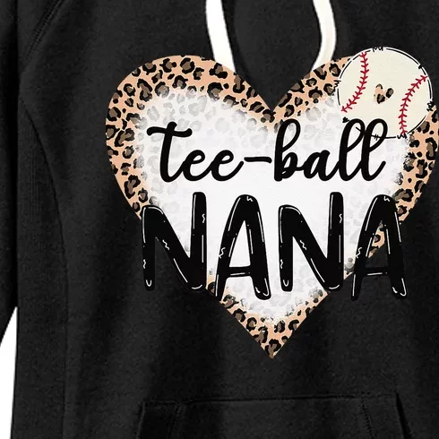 Tee Ball Nana Leopard Print Heart Ball Mom Mother's Day Women's Fleece Hoodie