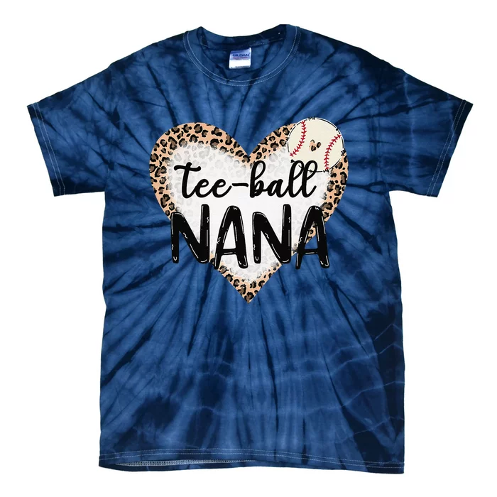 Tee Ball Nana Leopard Print Heart Ball Mom Mother's Day Tie-Dye T-Shirt