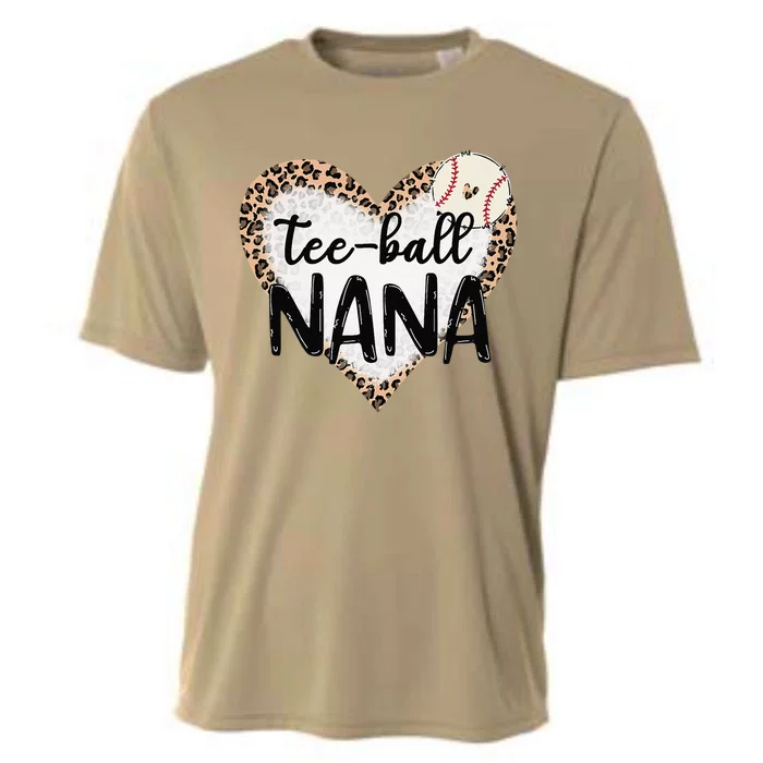 Tee Ball Nana Leopard Print Heart Ball Mom Mother's Day Cooling Performance Crew T-Shirt