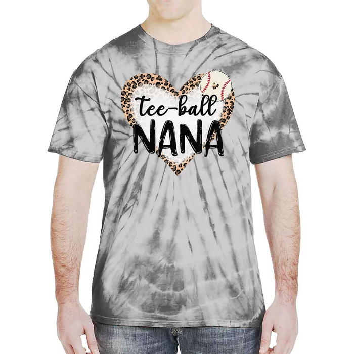 Tee Ball Nana Leopard Print Heart Ball Mom Mother's Day Tie-Dye T-Shirt