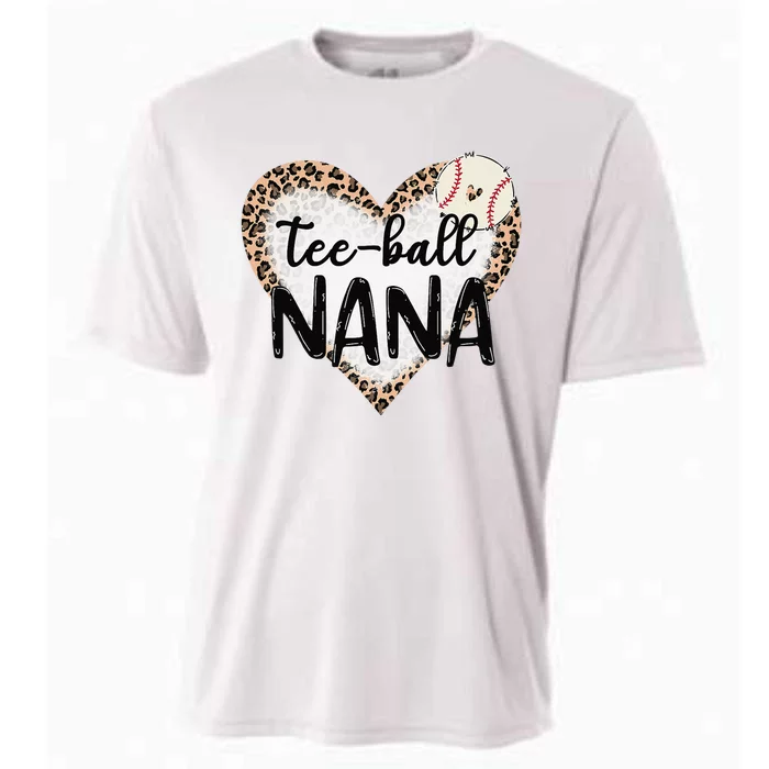 Tee Ball Nana Leopard Print Heart Ball Mom Mother's Day Cooling Performance Crew T-Shirt