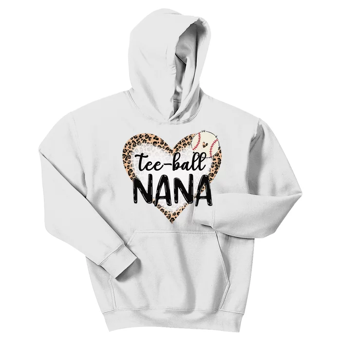 Tee Ball Nana Leopard Print Heart Ball Mom Mother's Day Kids Hoodie