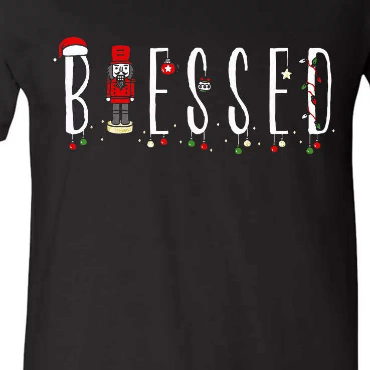 Trendy Blessed Nutcracker V-Neck T-Shirt