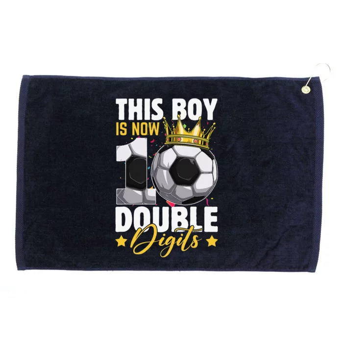 This Boy Now 10 Double Digits Soccer 10 Years Old Birthday Grommeted Golf Towel