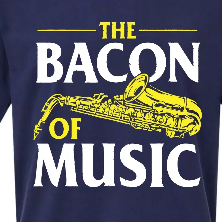 The Bacon Of Music Saxophone Player Saxophonist Jazz Sueded Cloud Jersey T-Shirt