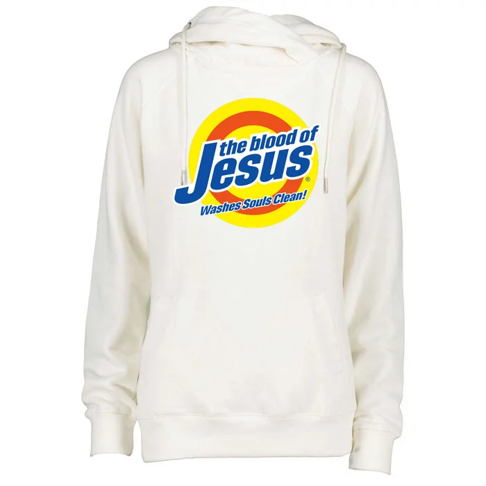 The Blood Of Jesus Washes Souls Clean Womens Funnel Neck Pullover Hood