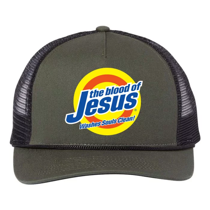 The Blood Of Jesus Washes Souls Clean Retro Rope Trucker Hat Cap