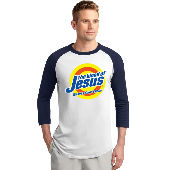 The Blood Of Jesus Washes Souls Clean Baseball Sleeve Shirt