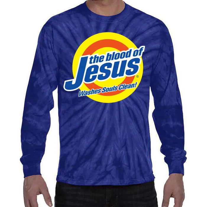 The Blood Of Jesus Washes Souls Clean Tie-Dye Long Sleeve Shirt