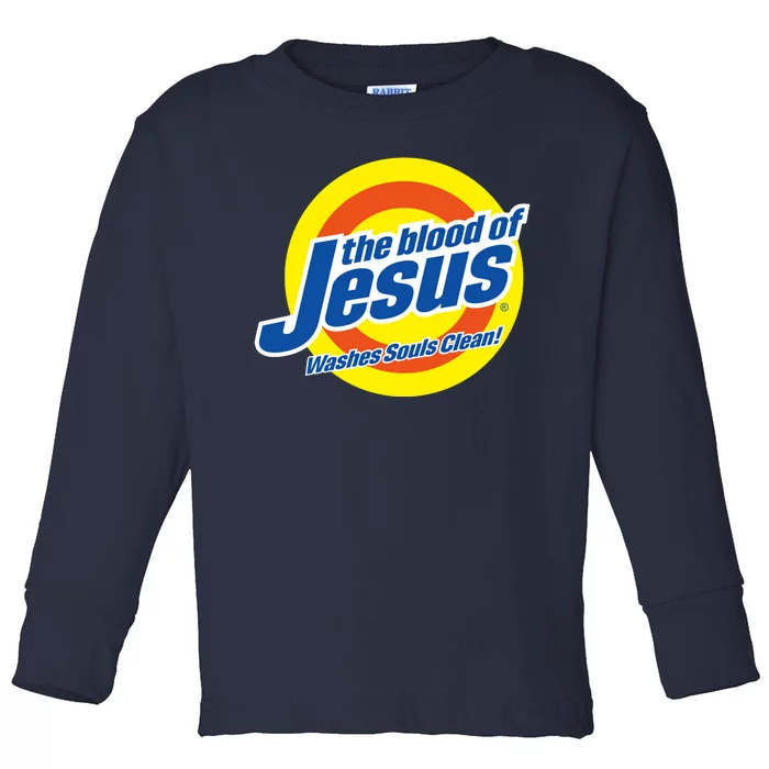 The Blood Of Jesus Washes Souls Clean Toddler Long Sleeve Shirt