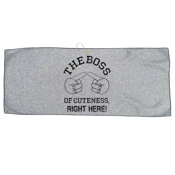 The Boss Of Cuteness Right Here! Funny Tits Joke Large Microfiber Waffle Golf Towel