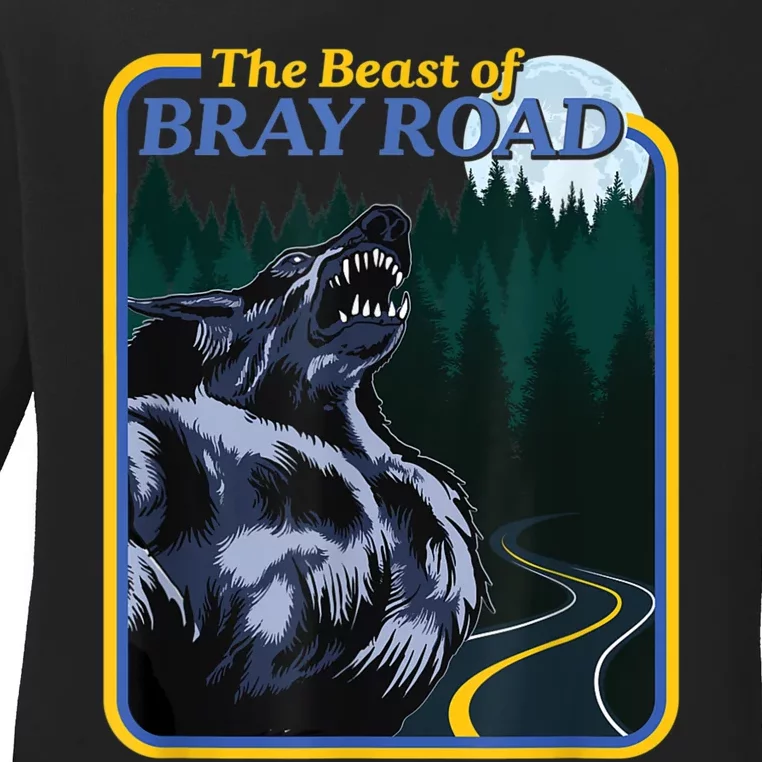 The Beast Of Bray Road Retro Wisconsin Dogman Cryptid Ladies Long Sleeve Shirt