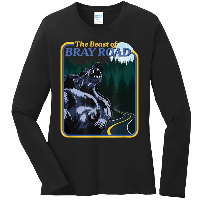 The Beast Of Bray Road Retro Wisconsin Dogman Cryptid Ladies Long Sleeve Shirt