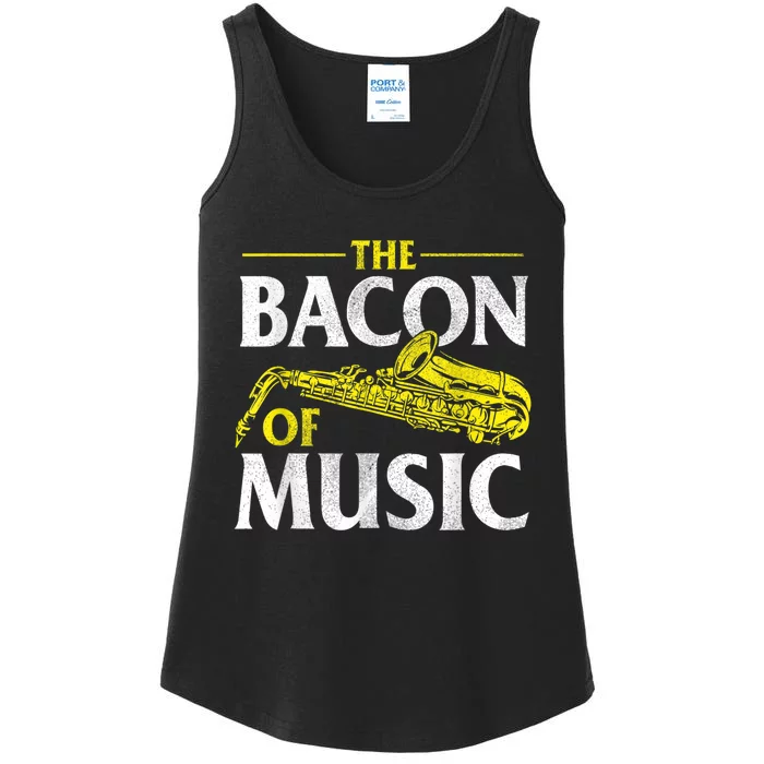 The Bacon Of Music Saxophone Player Saxophonist Jazz Ladies Essential Tank