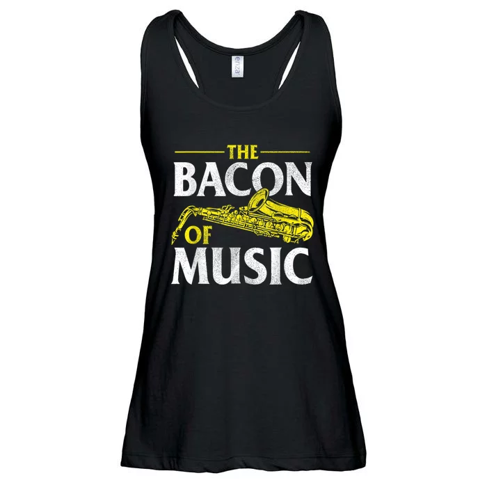 The Bacon Of Music Saxophone Player Saxophonist Jazz Ladies Essential Flowy Tank