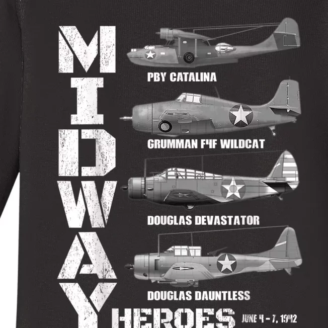 The Battle Of Midway Plane Spotting American WW2 Planes Baby Long Sleeve Bodysuit