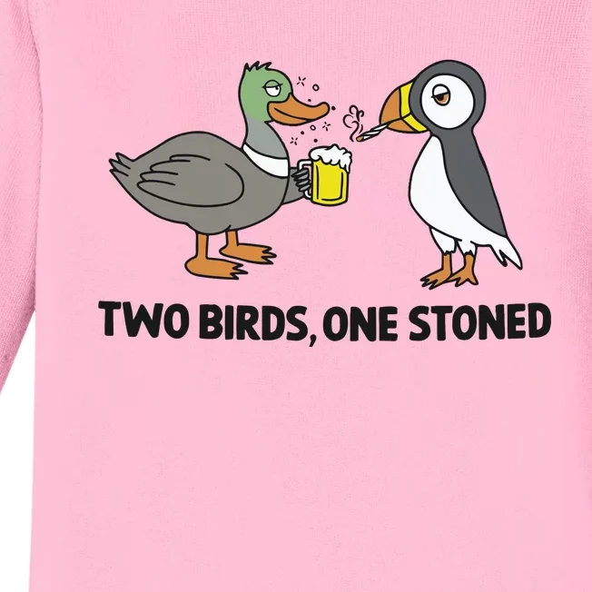 Two Birds One Stoned Baby Long Sleeve Bodysuit