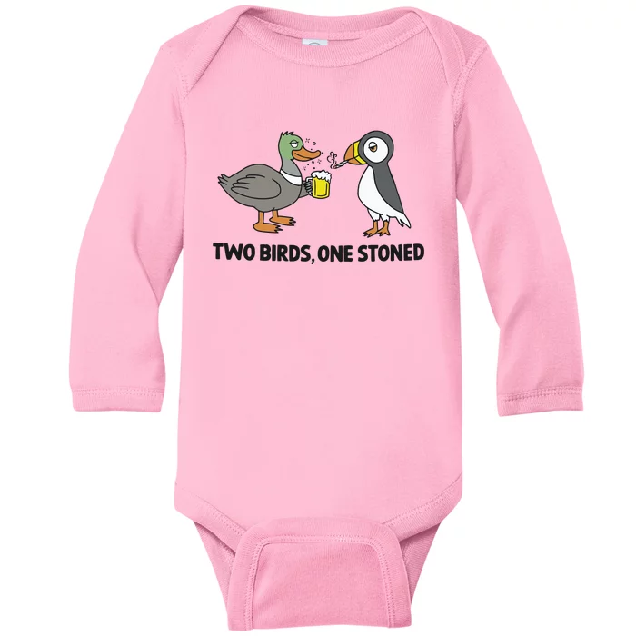 Two Birds One Stoned Baby Long Sleeve Bodysuit