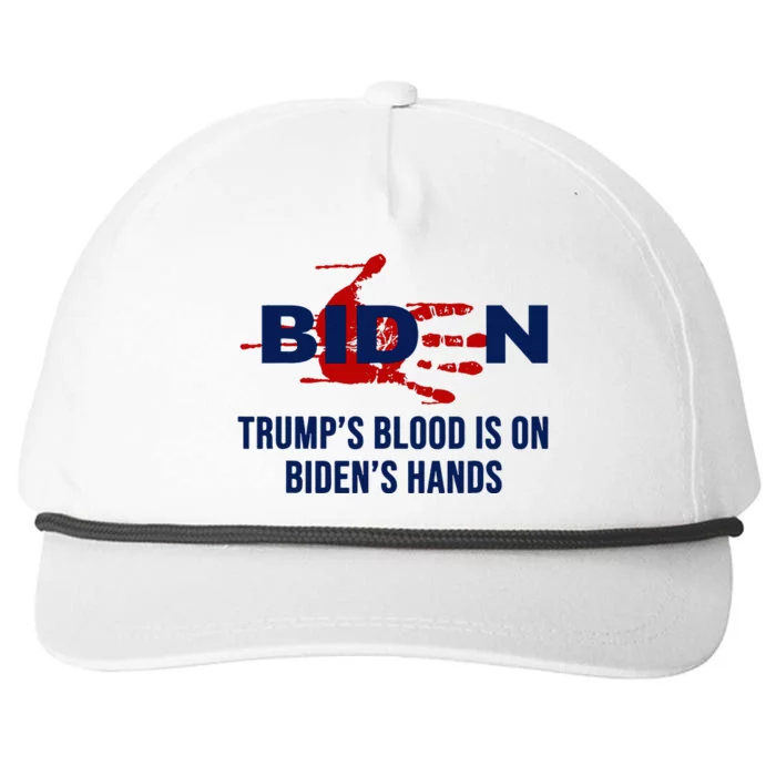 TrumpS Blood On BidenS Hands Snapback Five-Panel Rope Hat