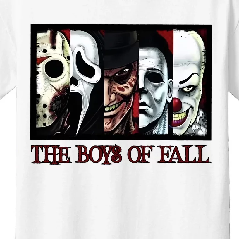 The Boy Of Fall Halloween Horror Character Squad Kids T-Shirt