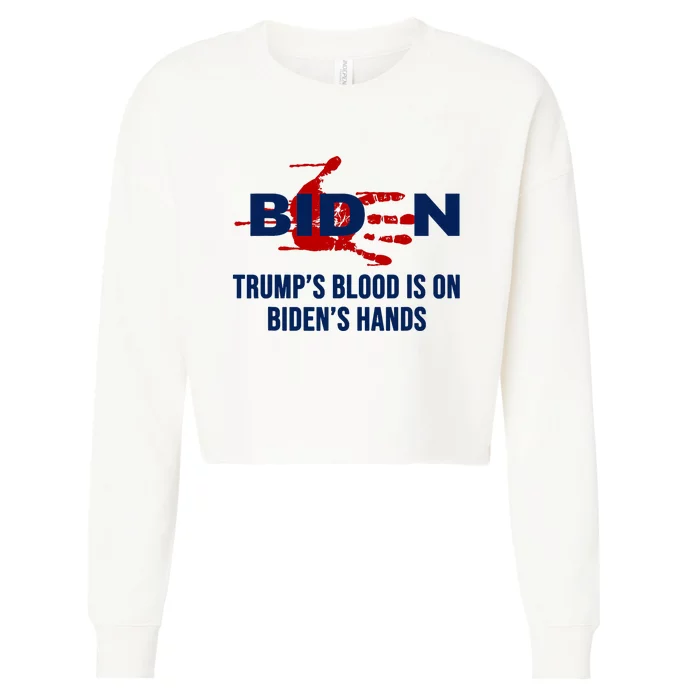 TrumpS Blood On BidenS Hands Cropped Pullover Crew