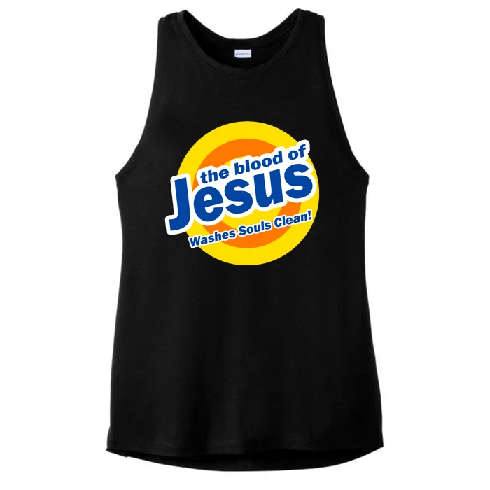 The Blood Of Jesus Washes Souls Clean Ladies Tri-Blend Wicking Tank