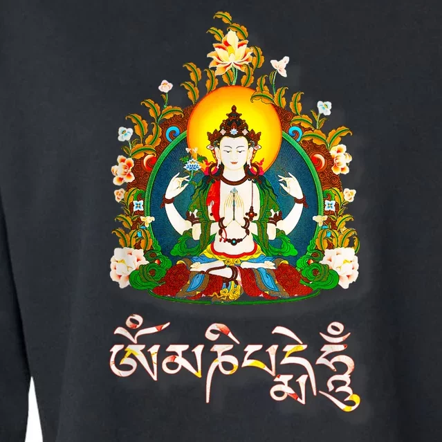 Tibetan Buddha Om Mani Padme Hum Amitabh Cropped Pullover Crew