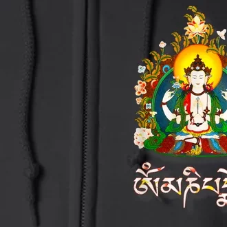 Tibetan Buddha Om Mani Padme Hum Amitabh Full Zip Hoodie