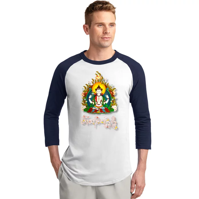 Tibetan Buddha Om Mani Padme Hum Amitabh Baseball Sleeve Shirt