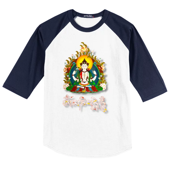 Tibetan Buddha Om Mani Padme Hum Amitabh Baseball Sleeve Shirt