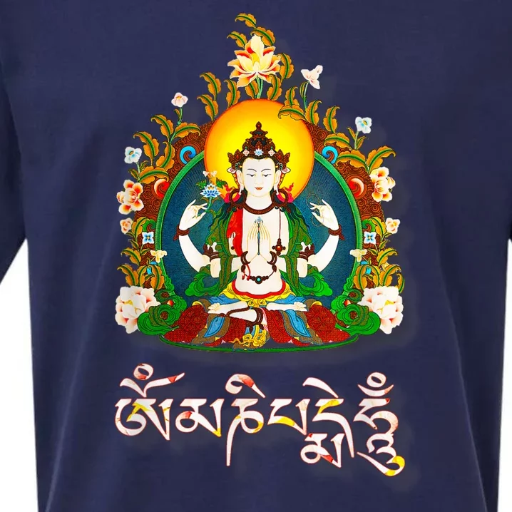 Tibetan Buddha Om Mani Padme Hum Amitabh Sueded Cloud Jersey T-Shirt