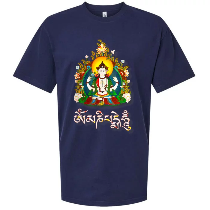 Tibetan Buddha Om Mani Padme Hum Amitabh Sueded Cloud Jersey T-Shirt