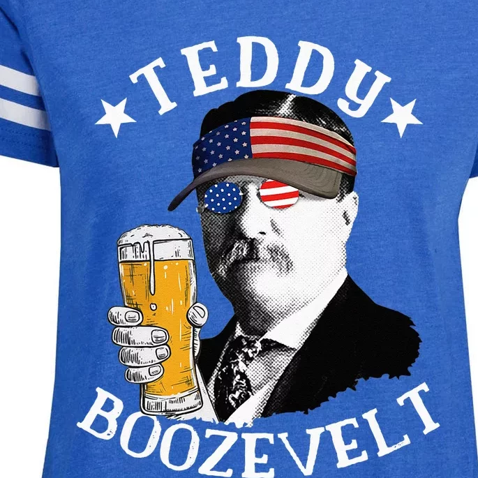 Teddy Boozevelt President Theodore Roosevelt Drinking Beer Enza Ladies Jersey Football T-Shirt