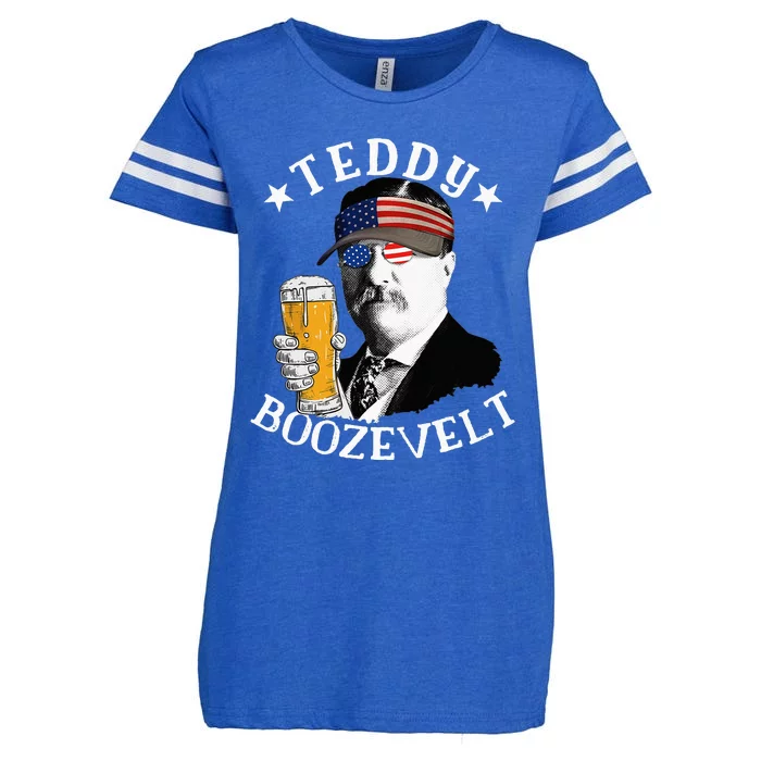 Teddy Boozevelt President Theodore Roosevelt Drinking Beer Enza Ladies Jersey Football T-Shirt